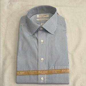 Roundtree & Yorke Blue and White Dress Shirt Classic Stripes